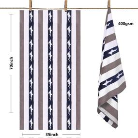 img 3 attached to 🏖️ CABANANA Large Oversized Beach Towel - Velour Cotton Print 35 x 70 Inch Blue Gray Striped Sand Free Pool Towel, Big Summer Swim Cabana Towel for Men