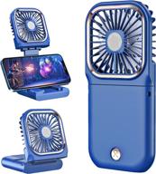 blue portable handheld mini fan: digi marker 5 in 1 foldable usb rechargeable, 3000 mah power bank, 3 speeds - hanging neck cooling fan логотип