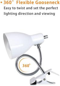 img 2 attached to 💡 White Desk Lamp with 360° Rotation Gooseneck, Eye-Caring Clip on Reading Light, Portable Book Light, Clamp-on Study Desk Lamp for Bedroom, Office, and Home Lighting