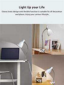 img 3 attached to 💡 White Desk Lamp with 360° Rotation Gooseneck, Eye-Caring Clip on Reading Light, Portable Book Light, Clamp-on Study Desk Lamp for Bedroom, Office, and Home Lighting
