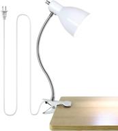 💡 white desk lamp with 360° rotation gooseneck, eye-caring clip on reading light, portable book light, clamp-on study desk lamp for bedroom, office, and home lighting логотип