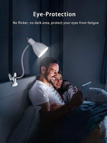 img 1 attached to 💡 White Desk Lamp with 360° Rotation Gooseneck, Eye-Caring Clip on Reading Light, Portable Book Light, Clamp-on Study Desk Lamp for Bedroom, Office, and Home Lighting