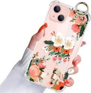 ook designed for iphone 13 case floral flower wrist strap kickstand for women girls protective clear transparent cell phone bumper wrist band cover for iphone 13 6 logo