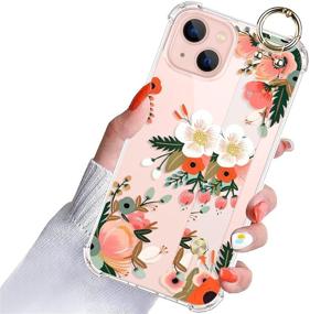 img 4 attached to OOK Designed For IPhone 13 Case Floral Flower Wrist Strap Kickstand For Women Girls Protective Clear Transparent Cell Phone Bumper Wrist Band Cover For IPhone 13 6