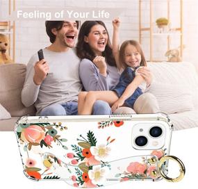 img 2 attached to OOK Designed For IPhone 13 Case Floral Flower Wrist Strap Kickstand For Women Girls Protective Clear Transparent Cell Phone Bumper Wrist Band Cover For IPhone 13 6