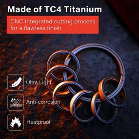 img 3 attached to 🔑 MecArmy CH7 Titanium Keyring Kit: 6 Small and 1 Large Keyring Set, Ideal for Carabiners, Knives, Lights, & Keys - Protect Your Nails with Side-Pushing Design