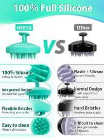 img 3 attached to 🌿 HEETA Full Silicone Hair Scalp Massager Shampoo Brush with Ultra-Soft Bristles - Integrated Design for Exfoliating Scalp, Removing Dandruff, and Promoting Hair Growth (Green)