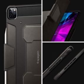 img 2 attached to 🔒 Spigen Rugged Armor Pro for iPad Pro 12.9 Case 2020 &amp; 2018 with Pencil Holder - Gunmetal: Ultimate Protection and Pencil Convenience