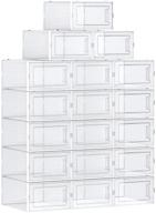 👟 songmics shoe boxes - set of 18 stackable and foldable shoe storage organizers - transparent and white ulsp18swt - ideal for sneakers up to us size 10 логотип