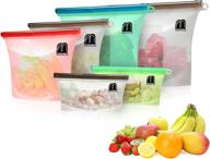 👜 mugooler silicone bags for food storage, reusable stasher bags, large versatile lunch bag for sandwich, vegetable, liquid, snack, meat, 6-pack (includes 2x50oz, 2x32oz, 2x17oz) логотип