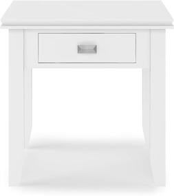 img 2 attached to SOLID WOOD 21 inch Square End Side Table in White - Contemporary Storage, 1 Drawer for Living Room & Bedroom by SIMPLIHOME Artisan