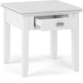 img 1 attached to SOLID WOOD 21 inch Square End Side Table in White - Contemporary Storage, 1 Drawer for Living Room & Bedroom by SIMPLIHOME Artisan