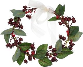 img 4 attached to 🎄 Frcolor Festive Christmas Floral Crown Wreaths with Artificial Berry Headbands - Red