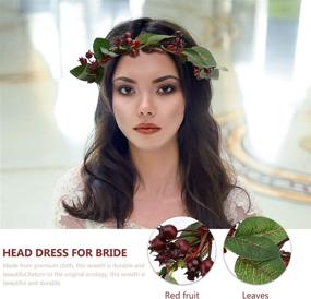 img 1 attached to 🎄 Frcolor Festive Christmas Floral Crown Wreaths with Artificial Berry Headbands - Red