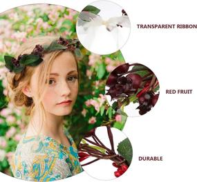 img 2 attached to 🎄 Frcolor Festive Christmas Floral Crown Wreaths with Artificial Berry Headbands - Red