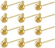 📿 craftdady 100pcs gold ball post earring studs: brass ear pins for jewelry making logo