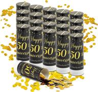 🎉 pack of 20 gold foil confetti party poppers for 50th anniversary celebrations логотип