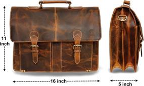img 3 attached to Premium Handmade Leather Shoulder Briefcase Messenger Bag - Mens' 16 inch Laptop Satchel