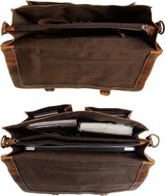 img 1 attached to Premium Handmade Leather Shoulder Briefcase Messenger Bag - Mens' 16 inch Laptop Satchel