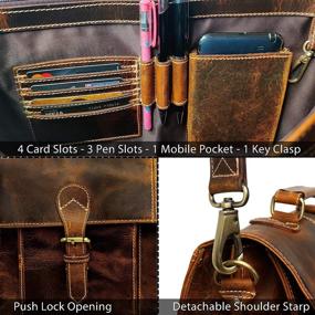 img 2 attached to Premium Handmade Leather Shoulder Briefcase Messenger Bag - Mens' 16 inch Laptop Satchel