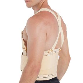 img 1 attached to 👨 NeoTech Care Beige Size L Adjustable Back Brace with Suspenders - Effective Lumbar Support Belt