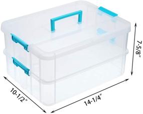 img 3 attached to 📦 Transparent 2-Tier Stackable Storage Box with Handle Lid Latching – Blue, ideal for School & Office Supplies