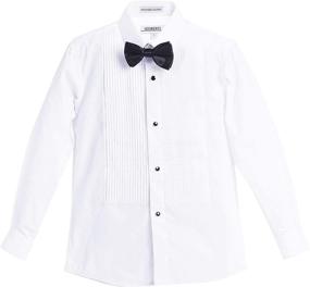 img 1 attached to Рубашка для мальчика Tuxedo Gioberti с галстуком-бабочкой и металлическими заклепками, белая.