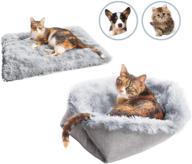 sensfun 2-in-1 soft plush pet bed for indoor cats and small dogs - cozy blanket function, ideal for kittens and puppies - machine washable & dryer friendly logo