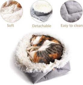 img 1 attached to Sensfun 2-in-1 Soft Plush Pet Bed for Indoor Cats and Small Dogs - Cozy Blanket Function, Ideal for Kittens and Puppies - Machine Washable & Dryer Friendly