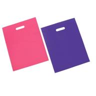 🛍️ pack of 100 glossy pink and purple plastic merchandise bags with handles - size 12x15 logo