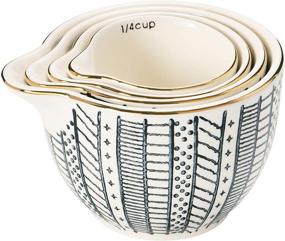 img 1 attached to Black and White Stoneware Measuring Cups Set of 4 - Creative Co-Op, 4.5 inches