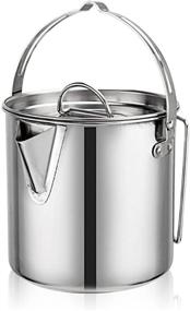 img 4 attached to 🏕 Evaliana 1.2L Stainless Steel Teakettle for Outdoor Picnic Camping with Foldable Handle - Ideal for Skillet Hiking