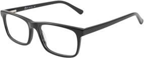 img 2 attached to 👓 Pixel Eyewear Buteo Style - Designer Computer Glasses, Full Rim, Acetate Frame in Black Color, Anti-Blue Light Tint with UV Protection and Anti-Glare