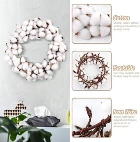 img 2 attached to 🌾 Rustic 12 Inch Cotton Boll Wreath: Perfect Front Door Wedding Decoration