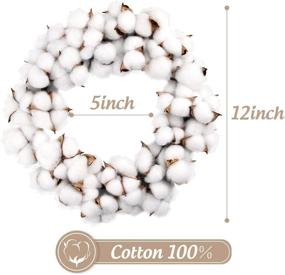 img 3 attached to 🌾 Rustic 12 Inch Cotton Boll Wreath: Perfect Front Door Wedding Decoration