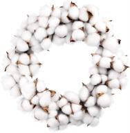 🌾 rustic 12 inch cotton boll wreath: perfect front door wedding decoration логотип