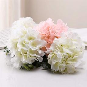 img 3 attached to 🌸 AVIVIHO 10 Pack of Ivory White Silk Hydrangea Flower Heads - Artificial Full Hydrangea Flowers with Stems for Wedding, Home, Party, Shop, Baby Shower Decoration