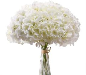img 4 attached to 🌸 AVIVIHO 10 Pack of Ivory White Silk Hydrangea Flower Heads - Artificial Full Hydrangea Flowers with Stems for Wedding, Home, Party, Shop, Baby Shower Decoration