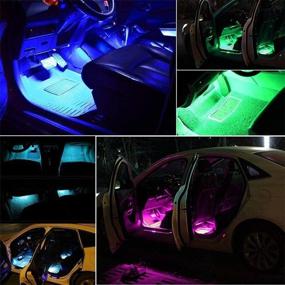 img 3 attached to Санхэцзонг LED-ленточные автомобильные светильники с водонепроницаемым дизайном, комплект автомобильных светильников с синхронизацией с музыкой, 36 светодиодных подсветок под панелью автомобиля с автомобильным зарядным устройством, постоянный ток 12 В.