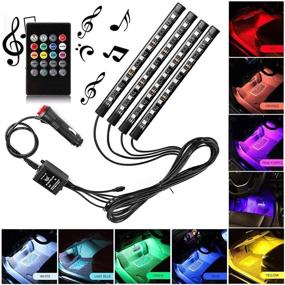 img 4 attached to Sanhezhong LED Car Strip Lights with Waterproof Design, Music Sync Remote Control Car Light Kit, 36 LED Under Dash Car Lighting with Car Charger, DC 12V