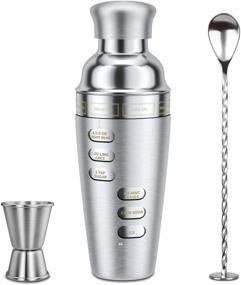 img 4 attached to Cocktail Shaker Set Bartender Kit with Recipe: 24 oz Martini Shaker Bar Set | Stainless Steel Drink Shaker for Mixing Cocktails