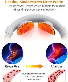 img 2 attached to 🔥 NICARE Neck Massager with Heat – Electric Pulse Massagers for Pain Relief, Intelligent Deep Tissue Trigger Point Massager: 6 Modes, 15 Levels Cordless, Perfect Gift for Women & Men