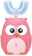 детская зубная щетка с u-образным дизайном - ультразвуковая автоматическая отбеливающая массажная щетка для детей с 3 режимами чистки - милые детские зубные щетки в виде мультяшек (розовый, размер: 2-6 лет) логотип
