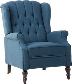 img 4 attached to 🪑 GDF Studio Elizabeth Button-Tufted Recliner Arm Chair in Dark Blue Fabric