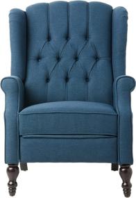 img 3 attached to 🪑 GDF Studio Elizabeth Button-Tufted Recliner Arm Chair in Dark Blue Fabric