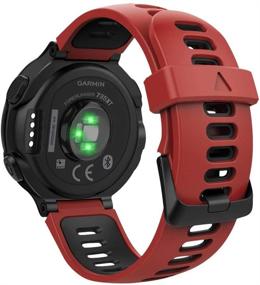 img 4 attached to 🖤 MoKo Soft Silicone Watch Band - Compatible with Garmin Forerunner 735XT/220/230/235/235 Lite/620/630/Approach S20/S6/S5 - Adjustable Replacement Sport Strap - Red Black