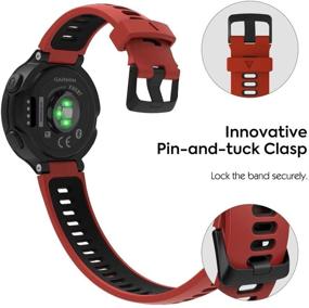 img 1 attached to 🖤 MoKo Soft Silicone Watch Band - Compatible with Garmin Forerunner 735XT/220/230/235/235 Lite/620/630/Approach S20/S6/S5 - Adjustable Replacement Sport Strap - Red Black