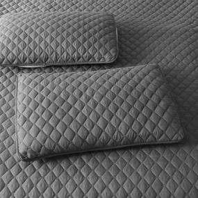 img 2 attached to 🛏️ Exclusive Ultrasonic Reversible King Size Quilt Set with Pillow Shams - Lightweight Bedspreads, Coverlet, Bed Cover - Grey (92"x104") - Enhanced SEO