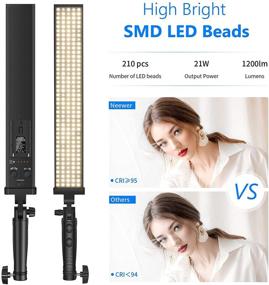 img 3 attached to Улучшите свою фотографию с помощью Неуэр 3 Пакетов 2,4 ГГц Светодиодный световой палочка Фотографический осветительный комплект - Пульт дистанционного управления с диммером 3200k-5600K 21 Вт CRI 95 с кронштейном, 3 цветовыми фильтрами и сумкой