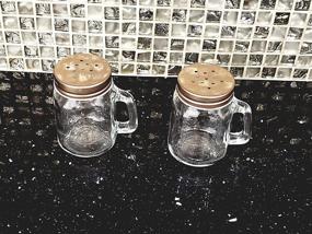 img 4 attached to 🍶 Mason Jar Salt and Pepper Shaker Set (Clear Glass) with Vintage Inspired Design